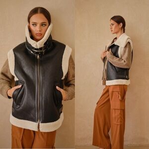 Aaron & Amber Faux Leather with Fleece Lining Vest